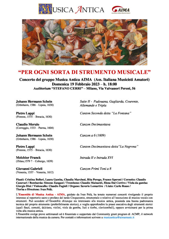PROGRAMMA CONCERTO 19 FEBBRAIO 2023 - AUDITORIUM STEFANO CERRI - MILANO
